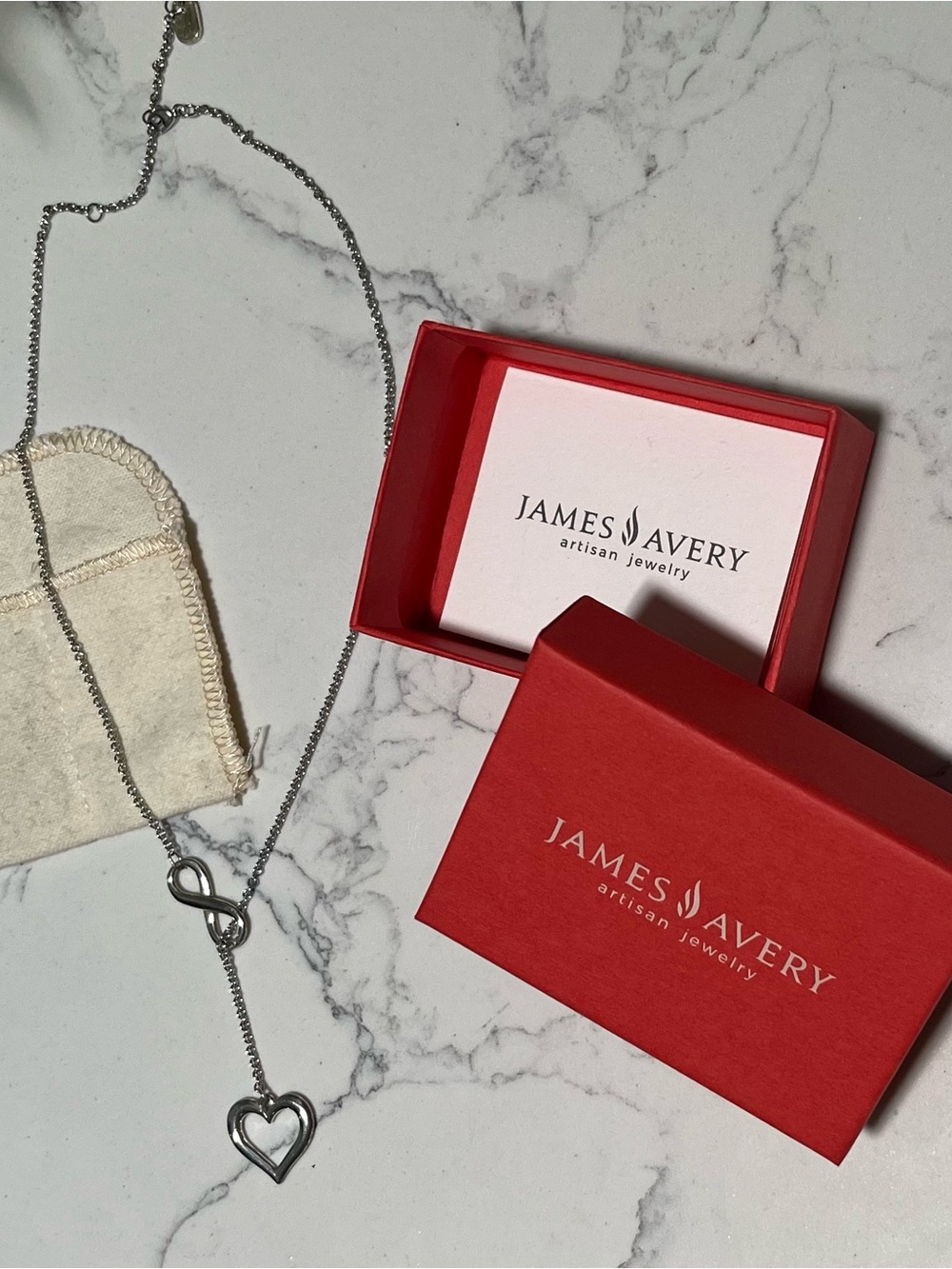 James Avery Silver Heart and Infinity Pendant Necklace